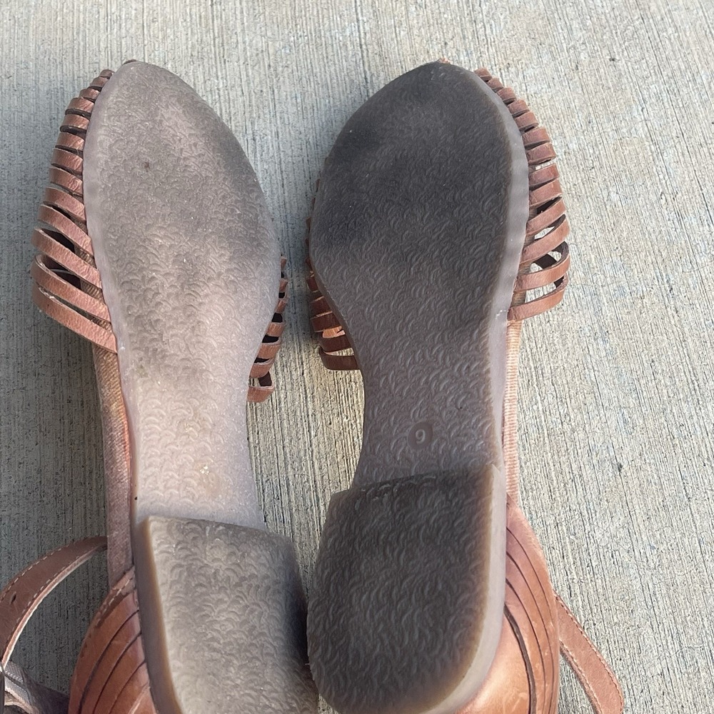 Seychelles Trinket Woven Leather Huarache Sandals Flat  Cognac Brown Size US 9 - Picture 7 of 7